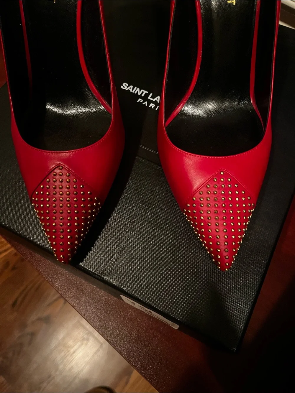 Saint Laurent Red Micro- Studded Pointed Pumps sz 39 - Picture 4 of 12